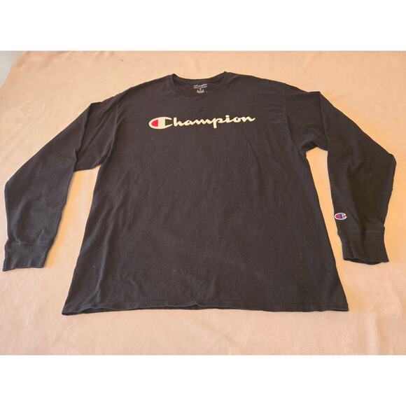 Champion Men's Long  Sleeve Men's T-Shirt Size XL Black - Picture 3 of 7